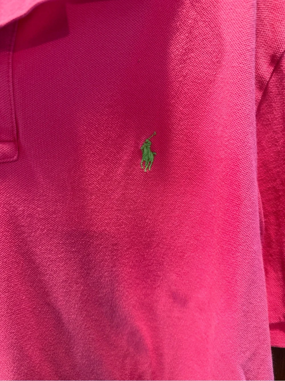Ralph Lauren Men's Bright Pink Polo with Green Pony Logo